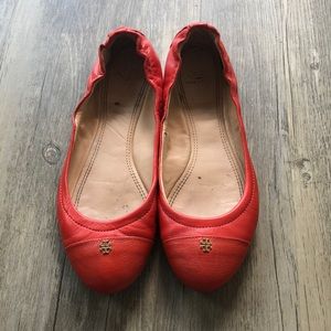 Tory Burch York Ballet Flat Red Orange 8.5